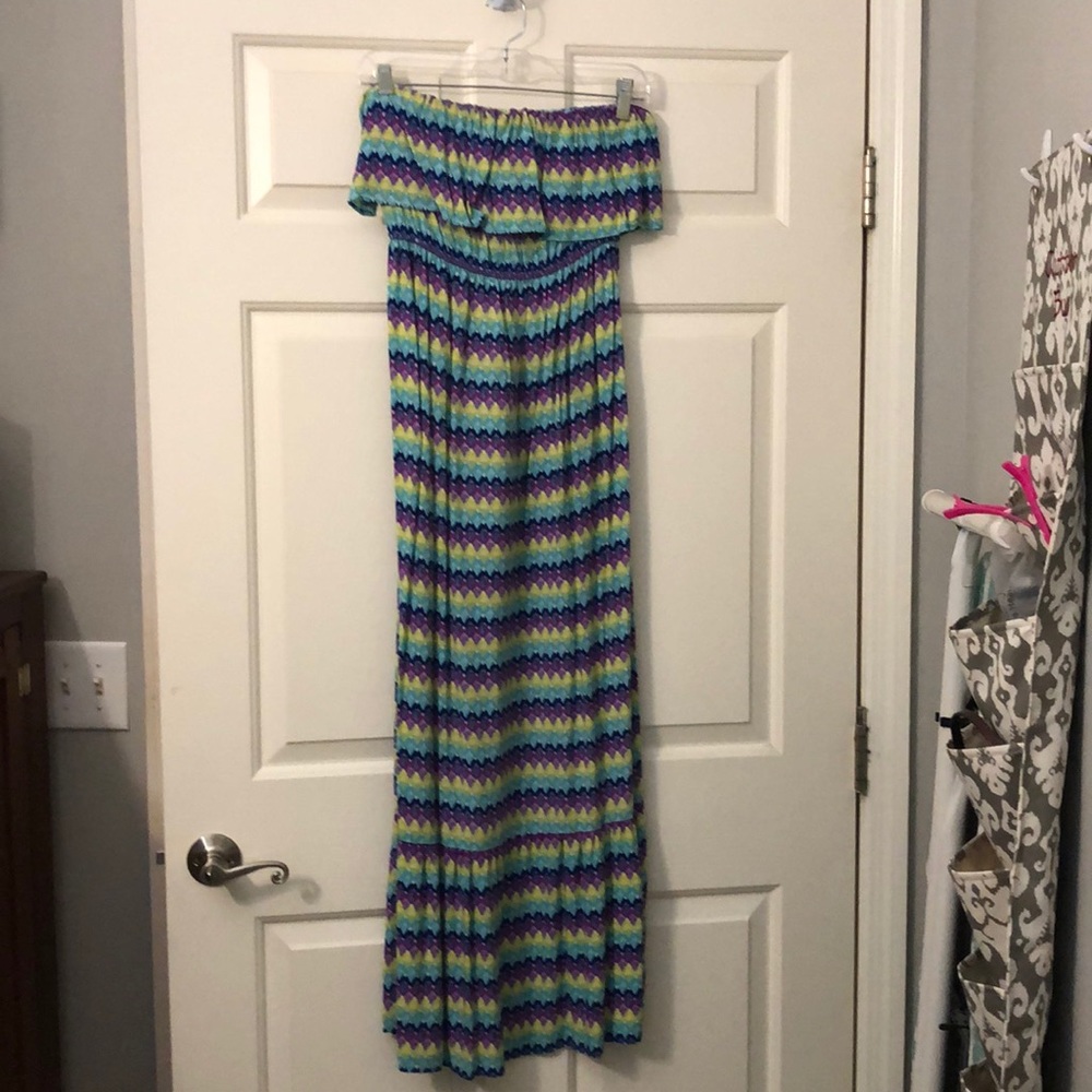 Mossimo color striped ruffle top strapless dress M